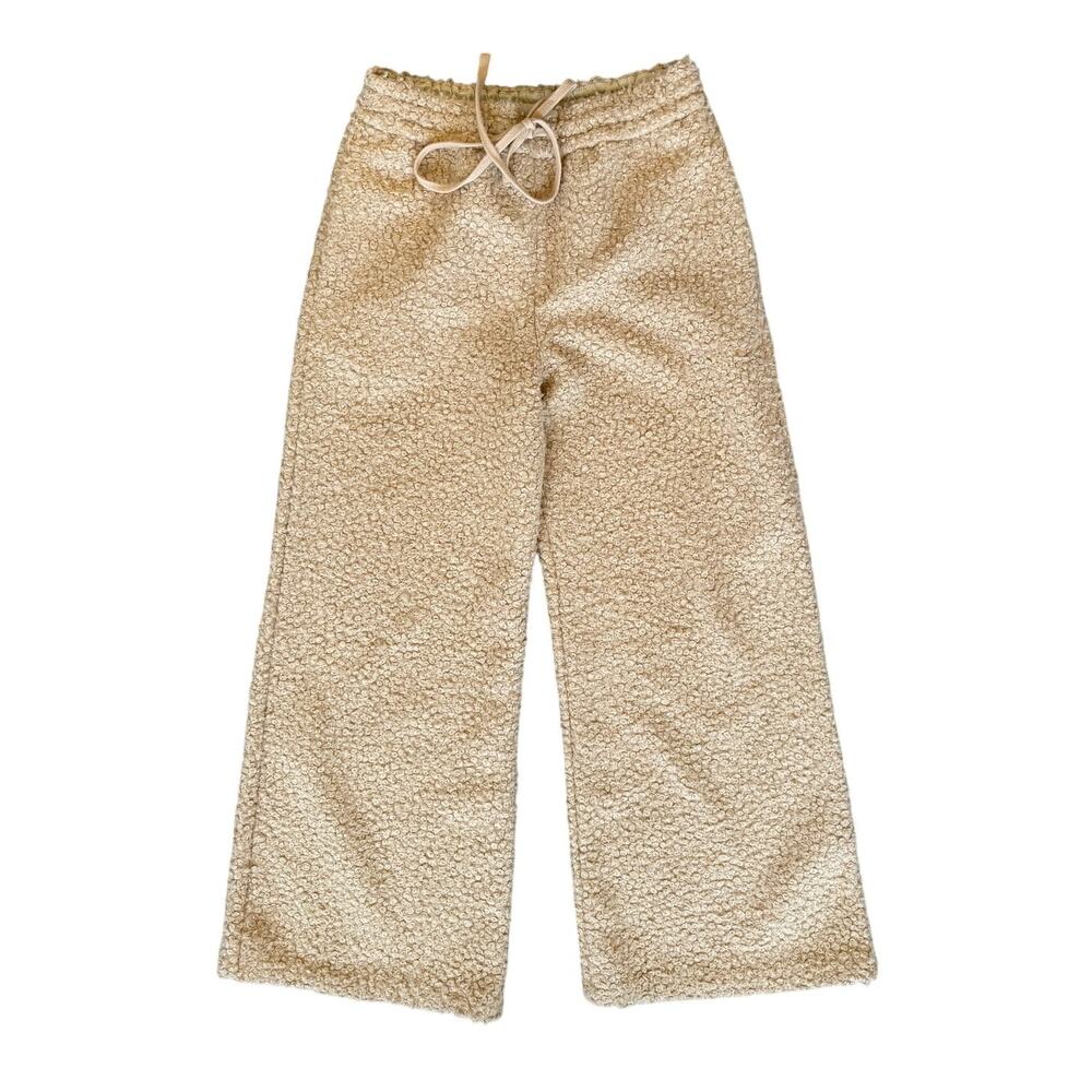 STAUD Rabbit Fleece Wide-leg Track Pants in Neutral Tan Size Medium